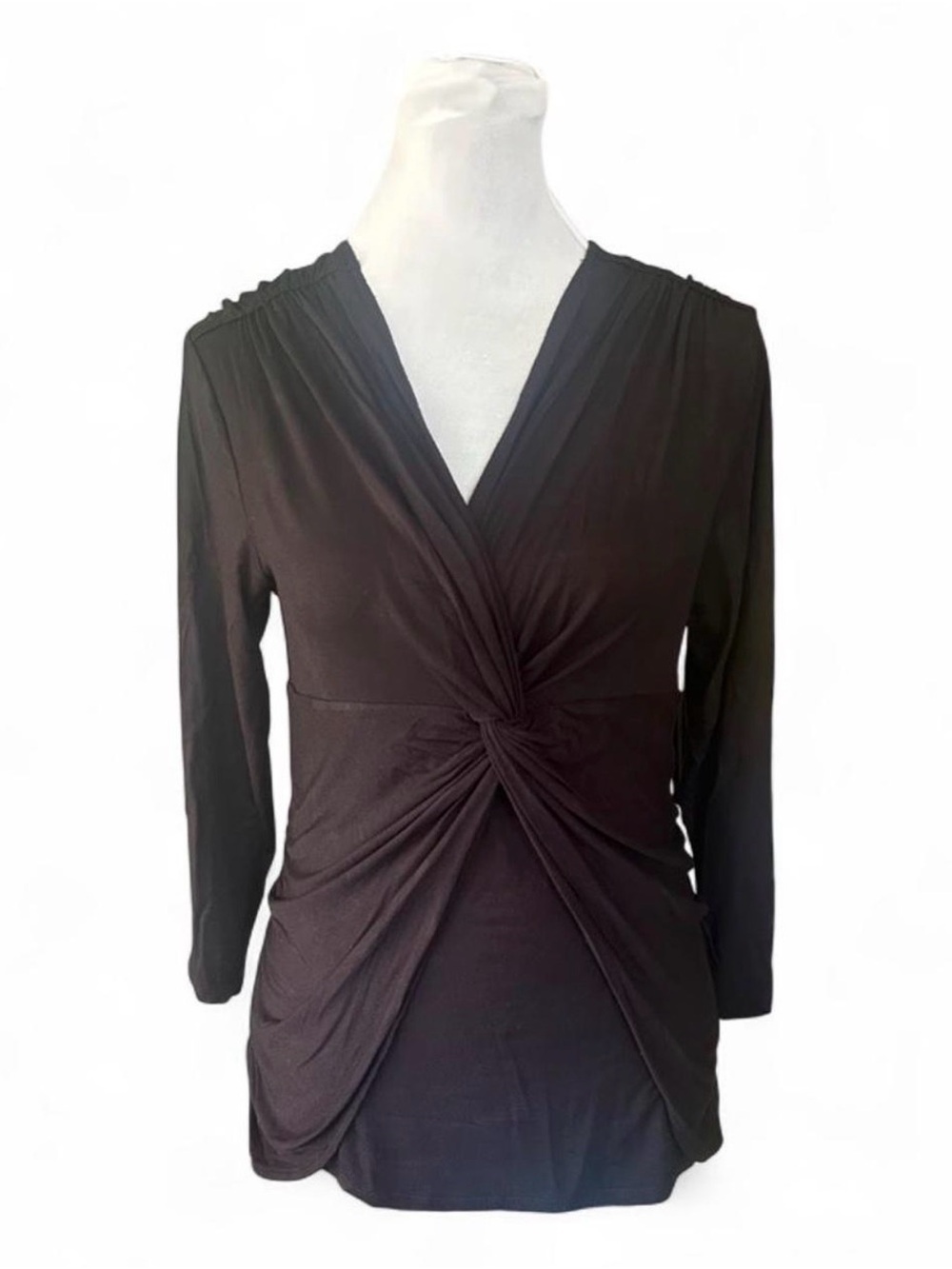 Candie's Black Twist-Front Long Sleeve V-Neck Top
